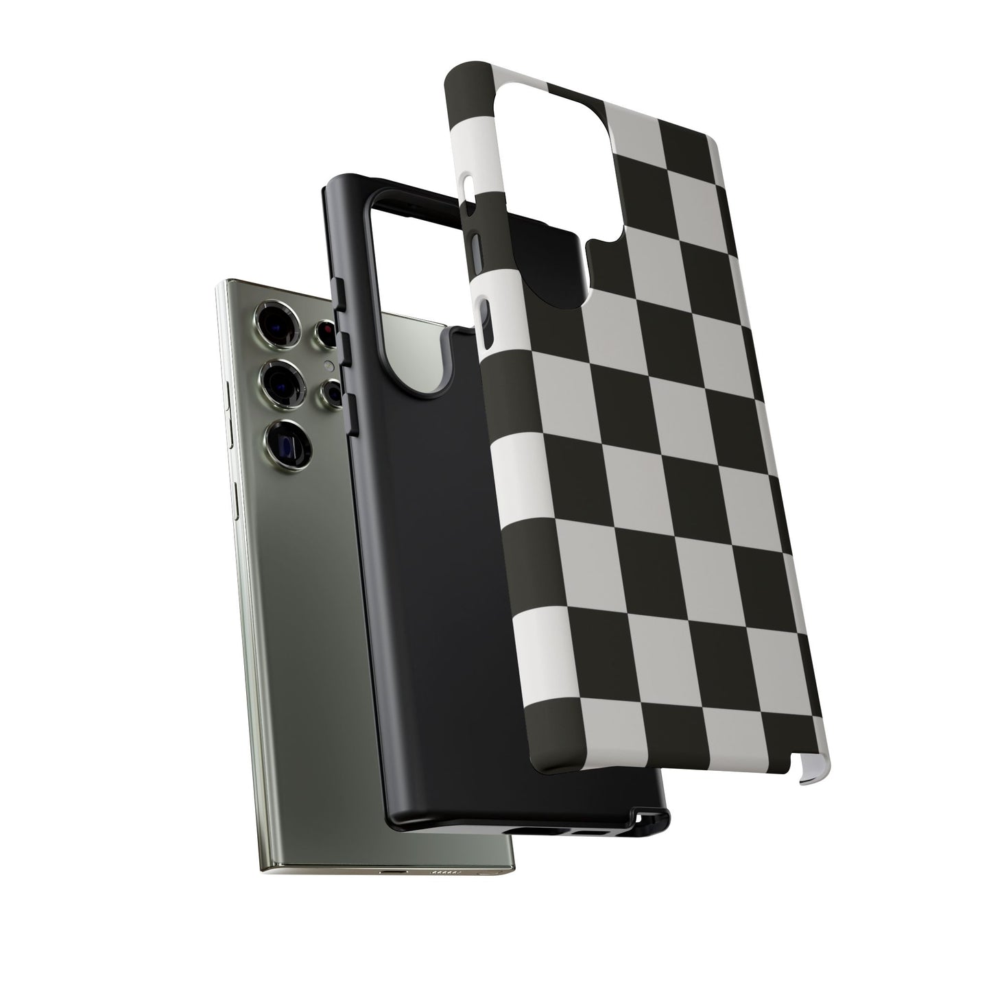 Black & White Checkerboard Phone Case – Classic Aesthetic Tough Protective Case