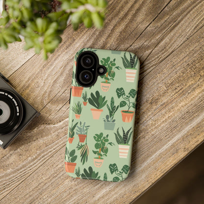 Plant Lover Phone Case | Cute Potted Plants Pattern | Botanical Aesthetic Tough Case