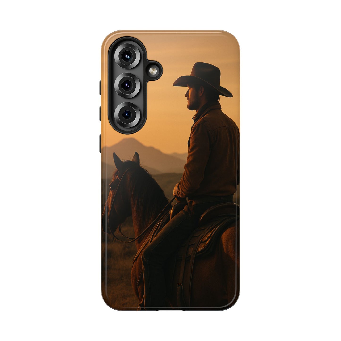 Western Cowboy Sunset Phone Case | Horse Rider Desert Aesthetic Tough Protective Case