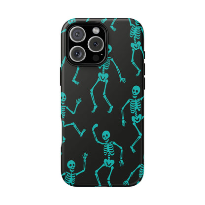 Dancing Teal Skeletons Phone Case | Tough Protective Case for Iphone, Samsung Galaxy and Pixel