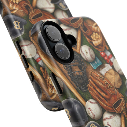 Baseball Gear Collage Phone Case – Vintage Baseball Equipment Sports Tough Case