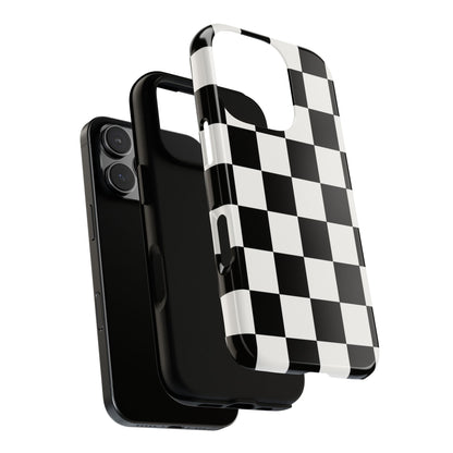 Black & White Checkerboard Phone Case – Classic Aesthetic Tough Protective Case