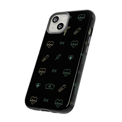 RN Nurse Phone Case – Minimal Medical Icon Pattern Healthcare Worker Tough Case