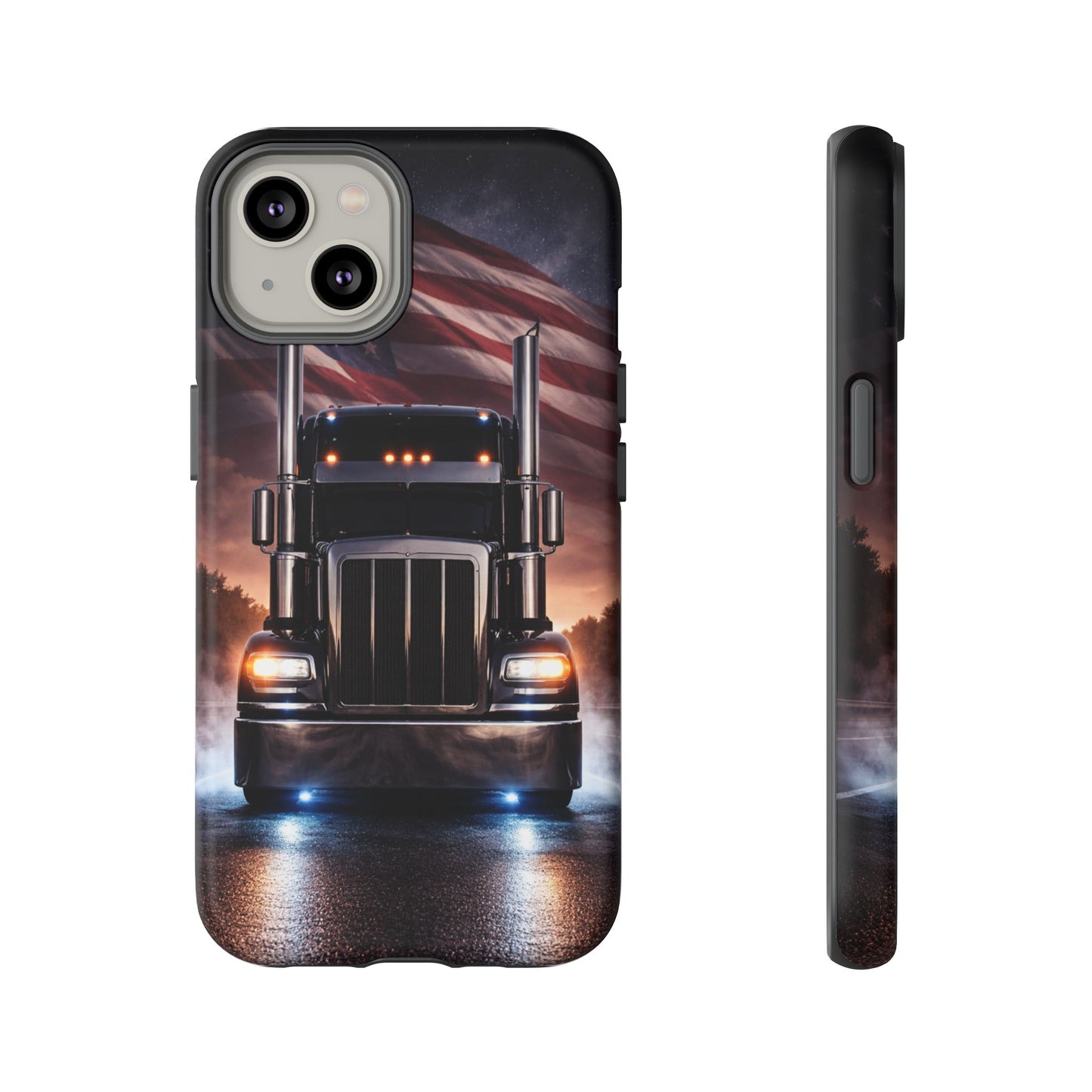 Semi Truck Phone Case American Flag Big Rig Trucker Gift iPhone Samsung