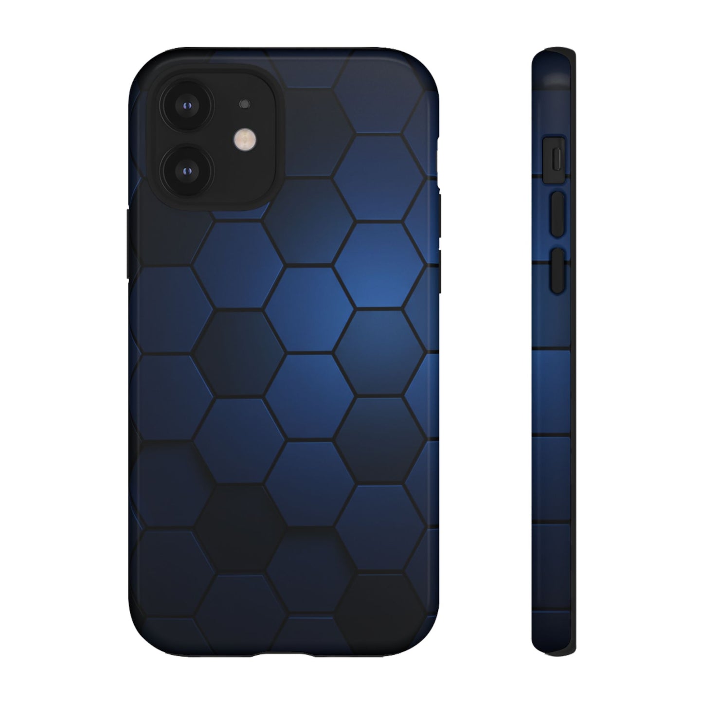 Blue Hexagon Gradient Phone Case | Honeycomb Geometric Tech Aesthetic | Minimalist Tough Case for iPhone & Samsung