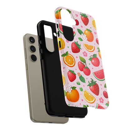 Fruit Phone Case – Tough Shockproof, Strawberry Cherry Citrus Summer Design for Iphone, Samsung Galaxy and Pixel