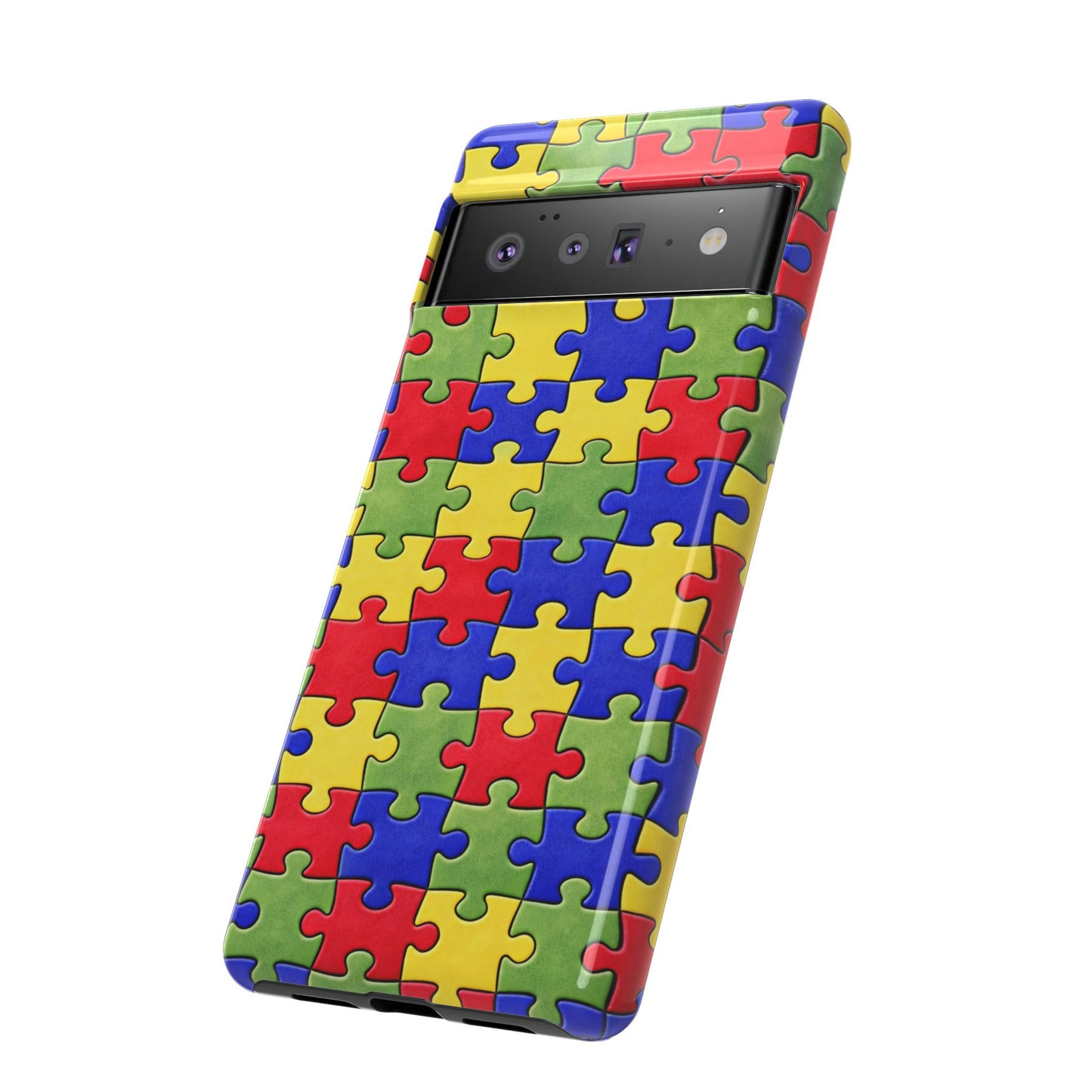 Colorful Puzzle Phone Case, Autism Awareness Jigsaw Design, Tough Protective Case, iPhone & Samsung Case, Vibrant Puzzle Pattern