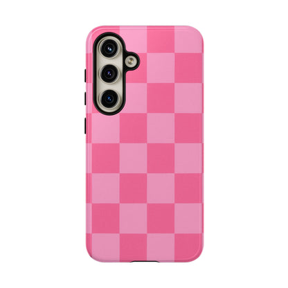 Pink Checkerboard Phone Case | Cute Aesthetic Checkered iPhone & Samsung Tough Case