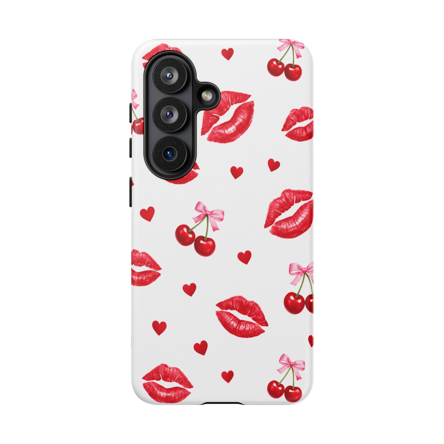 Red Lips & Cherry Phone Case – Y2K Retro Aesthetic Tough Cover