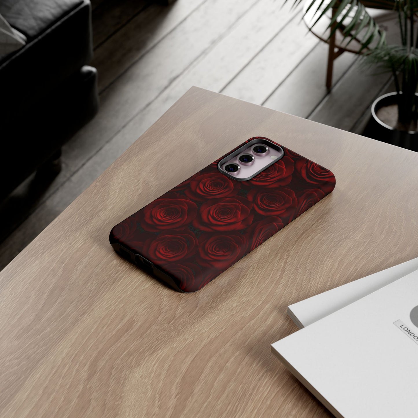 Dark Red Rose Phone Case – Gothic Floral Tough Case (iPhone, Samsung, Pixel)