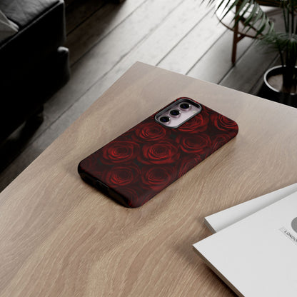 Dark Red Rose Phone Case – Gothic Floral Tough Case (iPhone, Samsung, Pixel)