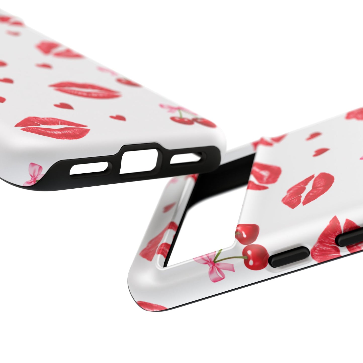 Red Lips & Cherry Phone Case – Y2K Retro Aesthetic Tough Cover
