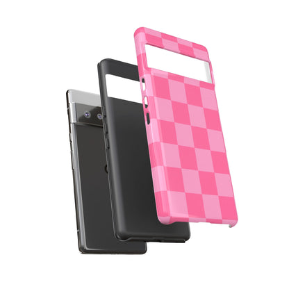 Pink Checkerboard Phone Case – Cute Aesthetic Tough Case for iPhone & Samsung