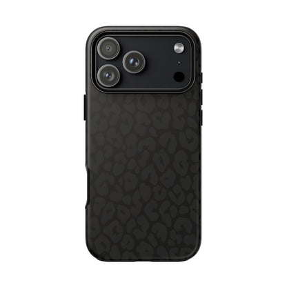 Black Leopard Phone Case | Black on Black Leopard Print Tough iPhone & Samsung Case | Matte or Glossy Protective Cover