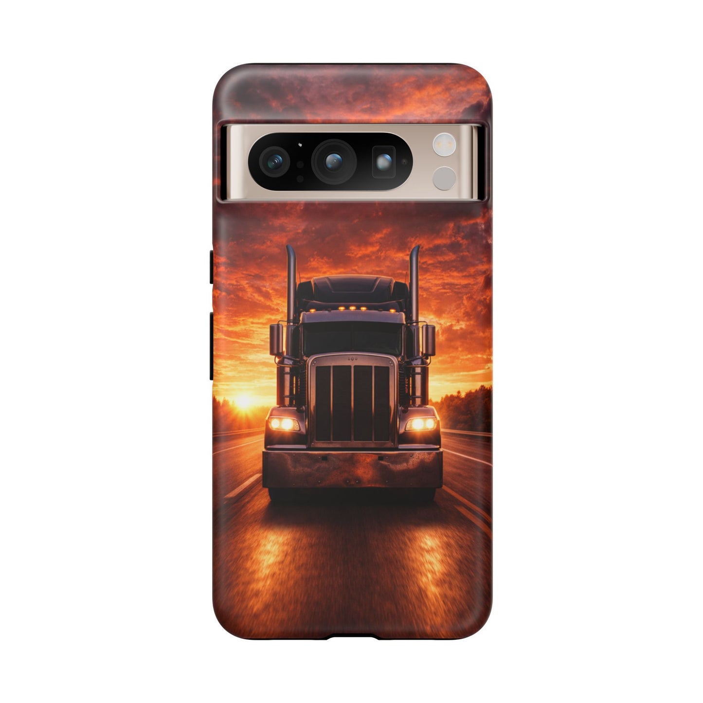 Big Rig Truck Phone Case Sunset Highway Semi Truck iPhone Samsung Cover