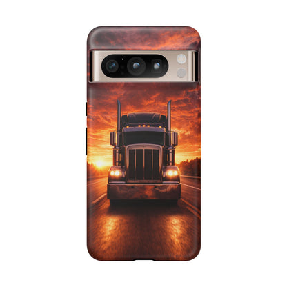 Big Rig Truck Phone Case Sunset Highway Semi Truck iPhone Samsung Cover