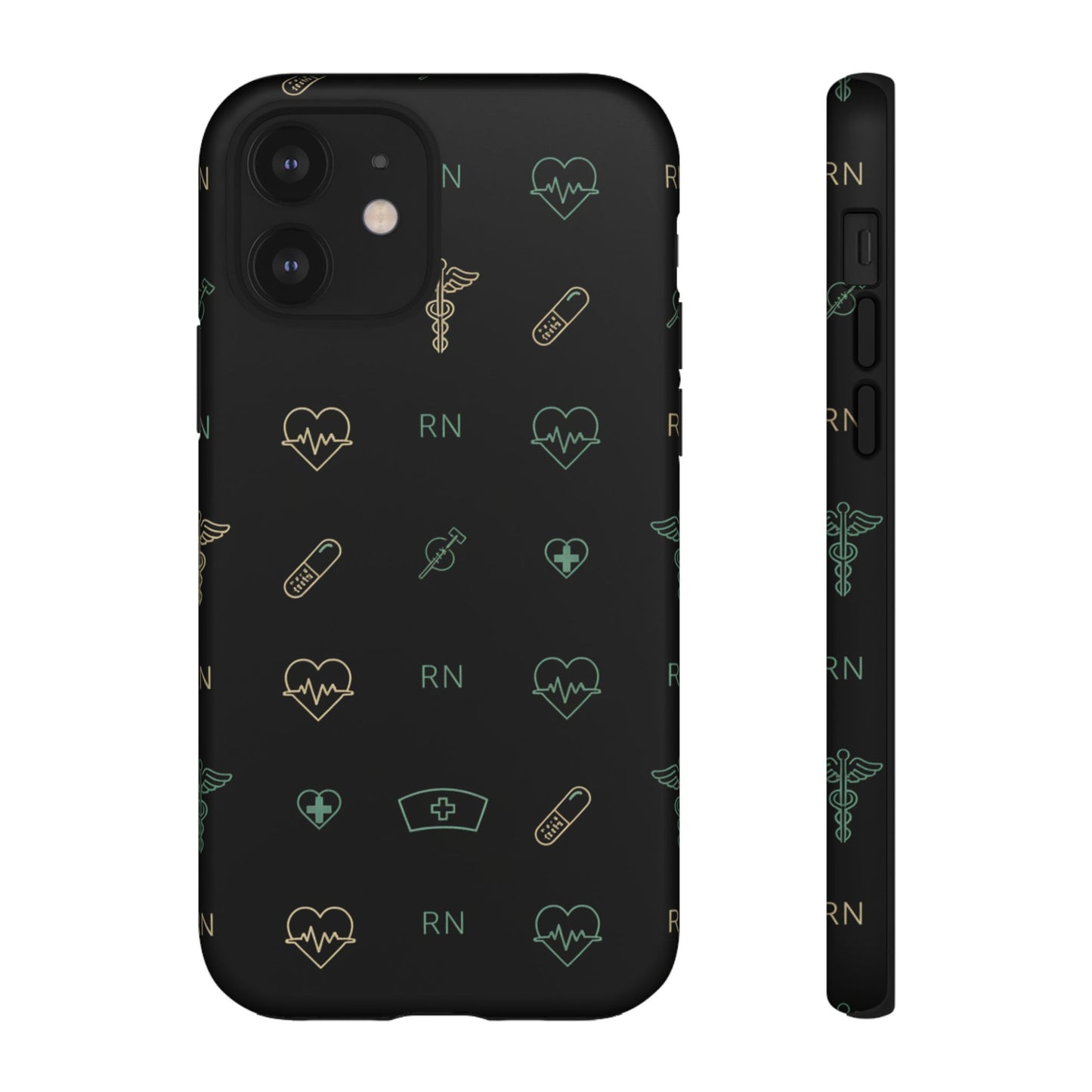 RN Nurse Phone Case – Minimal Medical Icon Pattern Healthcare Worker Tough Case