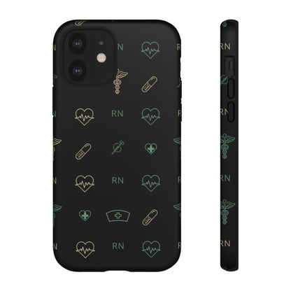 RN Nurse Phone Case – Minimal Medical Icon Pattern Healthcare Worker Tough Case