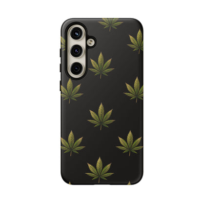 Cannabis Leaf Phone Case Green Weed Leaf Pattern Tough Protective Cover