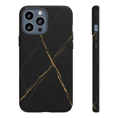 Black Marble Phone Case with Gold Veins | Minimal Luxury Tough Case
