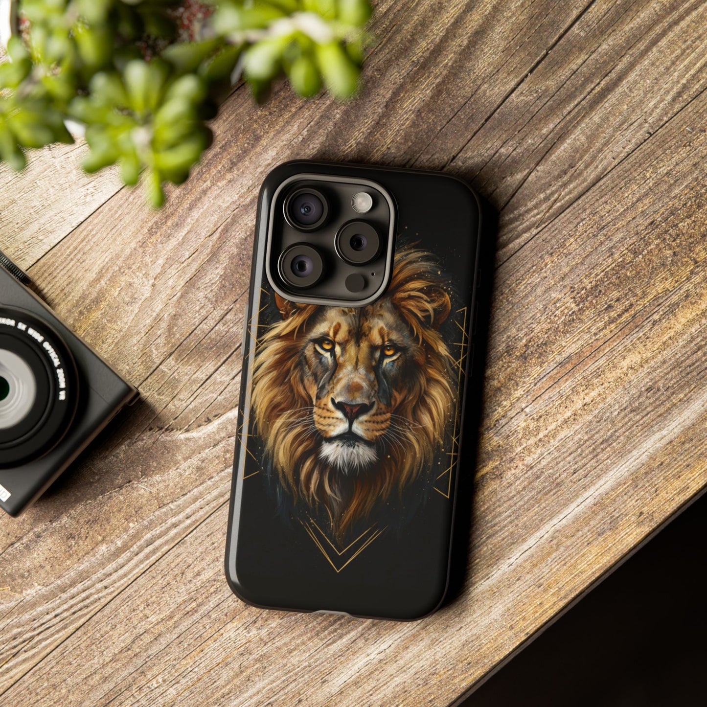 Majestic Lion Phone Case – Black Gold Luxury Lion Art Tough Protective Case