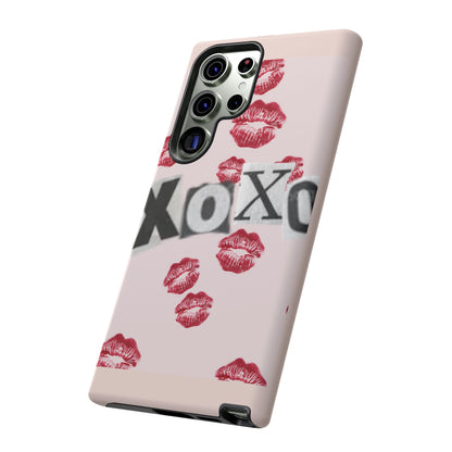XOXO Kiss Print Phone Case | Coquette Valentine Aesthetic | Cute Pink Lipstick Kiss Tough Case for iPhone & Samsung