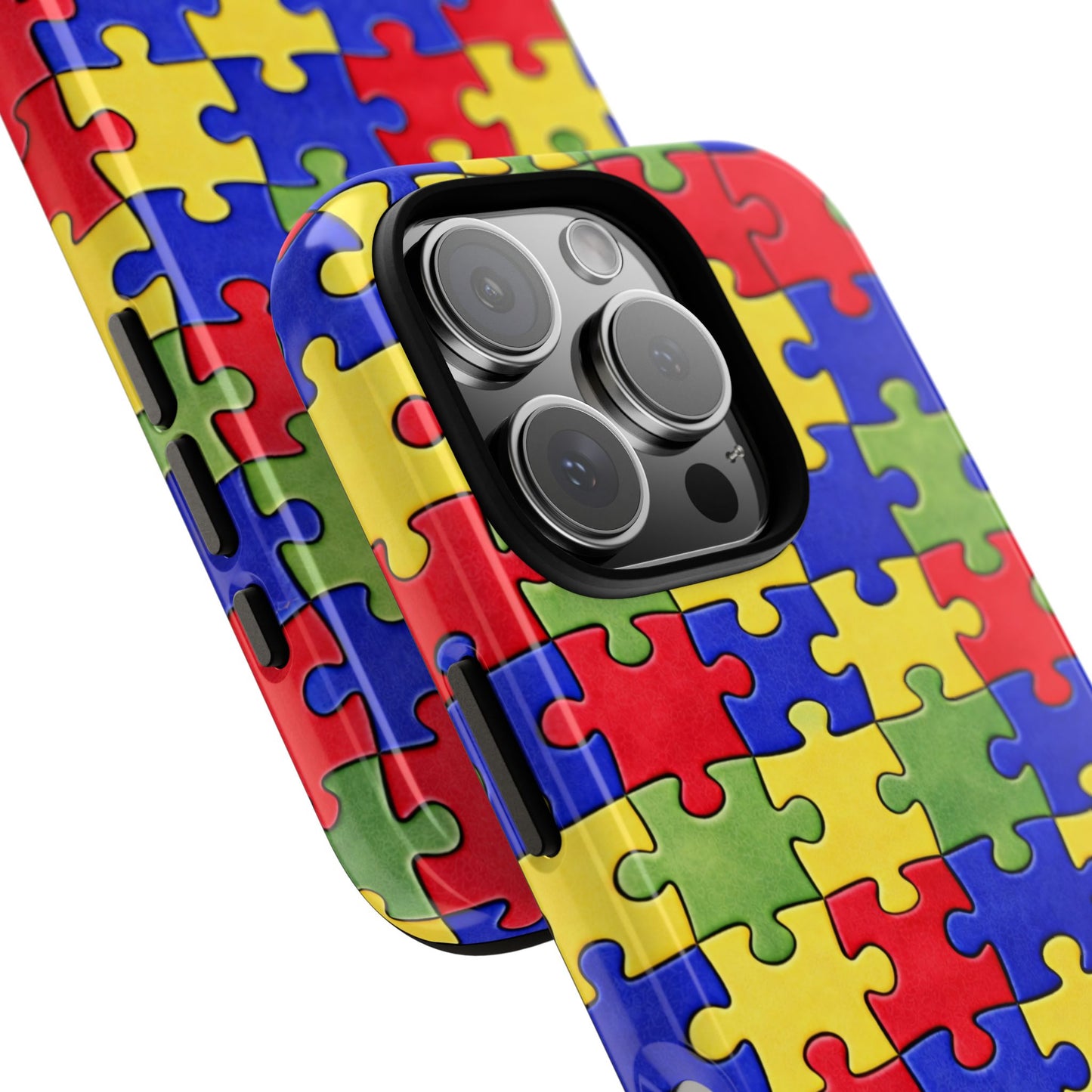 Colorful Puzzle Phone Case, Autism Awareness Jigsaw Design, Tough Protective Case, iPhone & Samsung Case, Vibrant Puzzle Pattern
