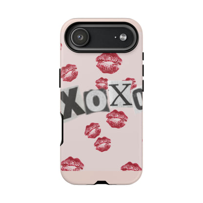 XOXO Kiss Print Phone Case | Coquette Valentine Aesthetic | Cute Pink Lipstick Kiss Tough Case for iPhone & Samsung