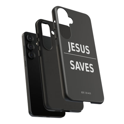 Jesus Saves Phone Case Christian Religious Minimalist Black Tough Cover