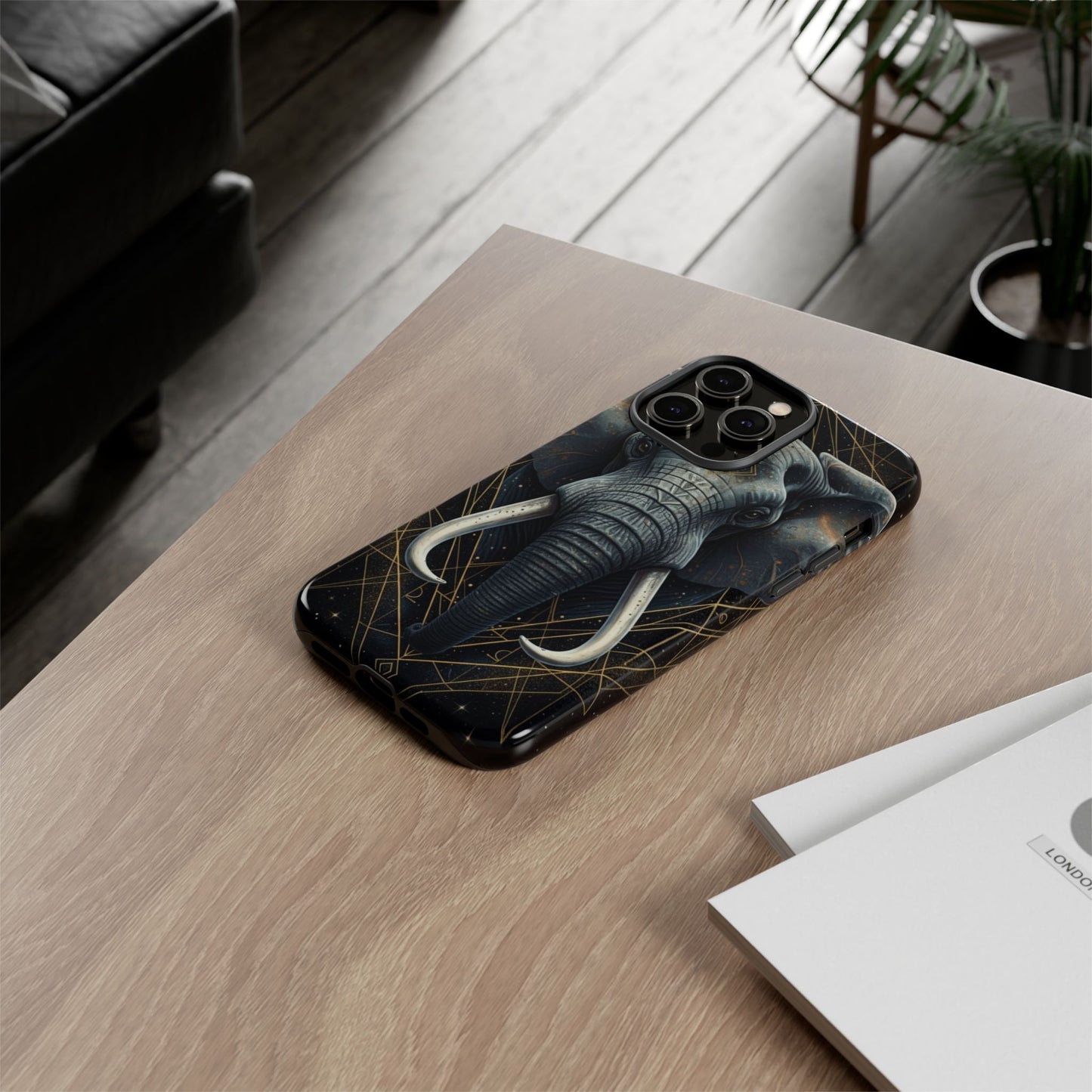 Elephant Mandala Phone Case – Black and Gold Spiritual Elephant Tough Protective Case
