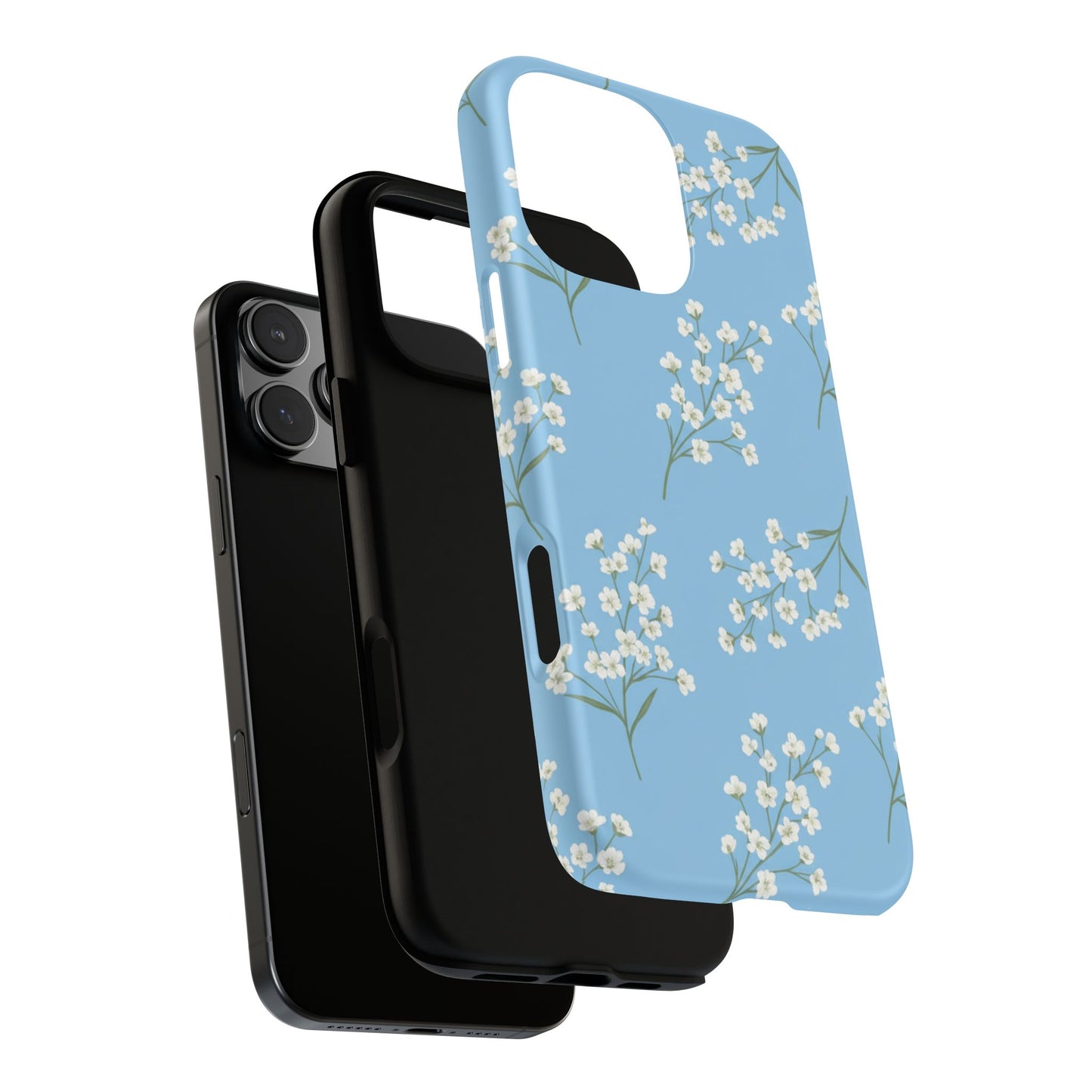 Baby’s Breath Floral Phone Case | Minimal Blue Flower Tough Case