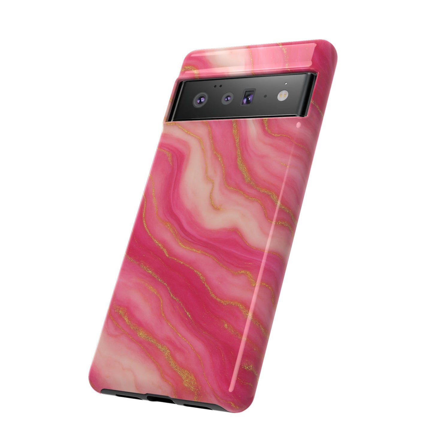 Pink Marble Phone Case | Rose Gold Swirl Aesthetic Tough Protective Case