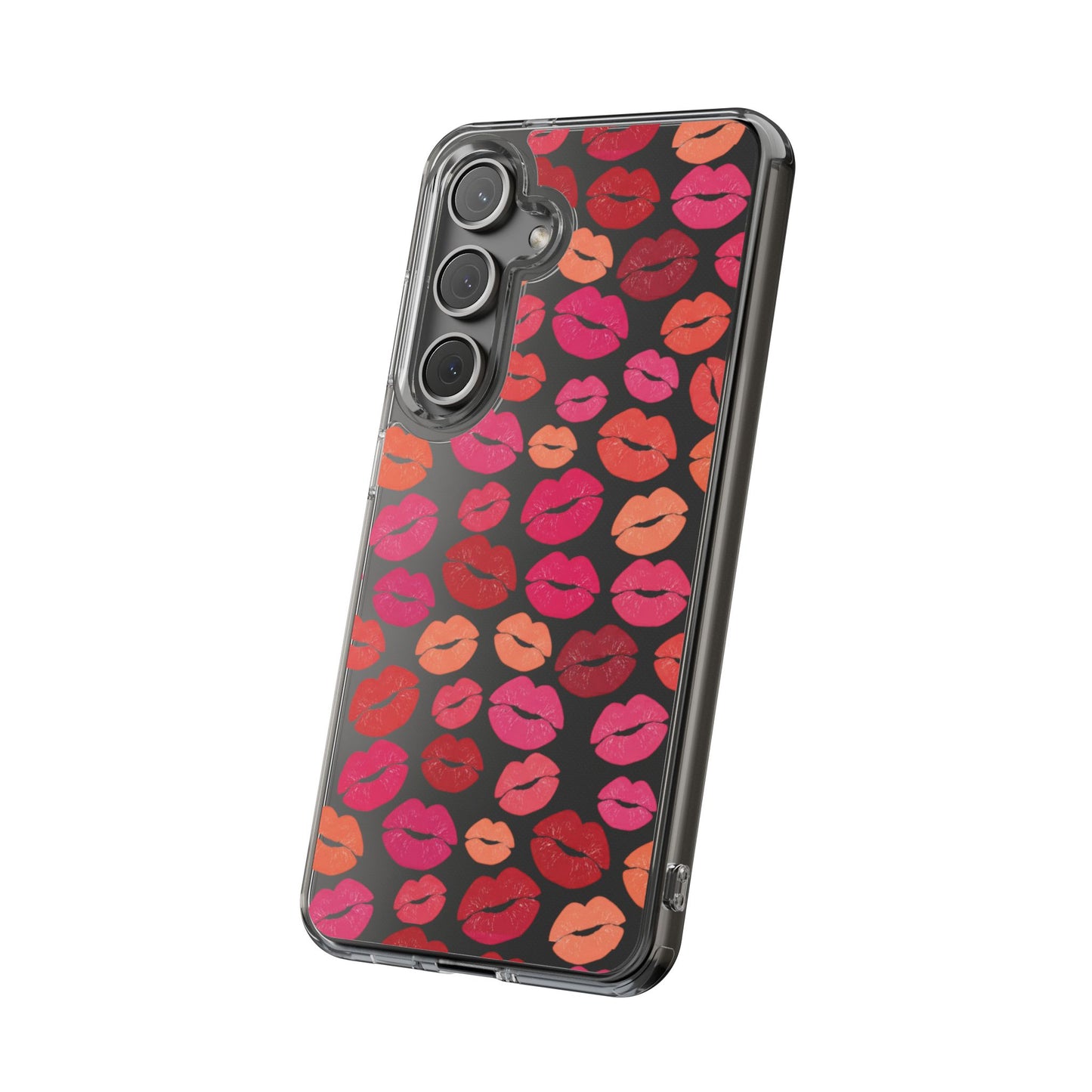Kiss Print Clear Phone Case | Red Lip Pattern Impact-Resistant Case