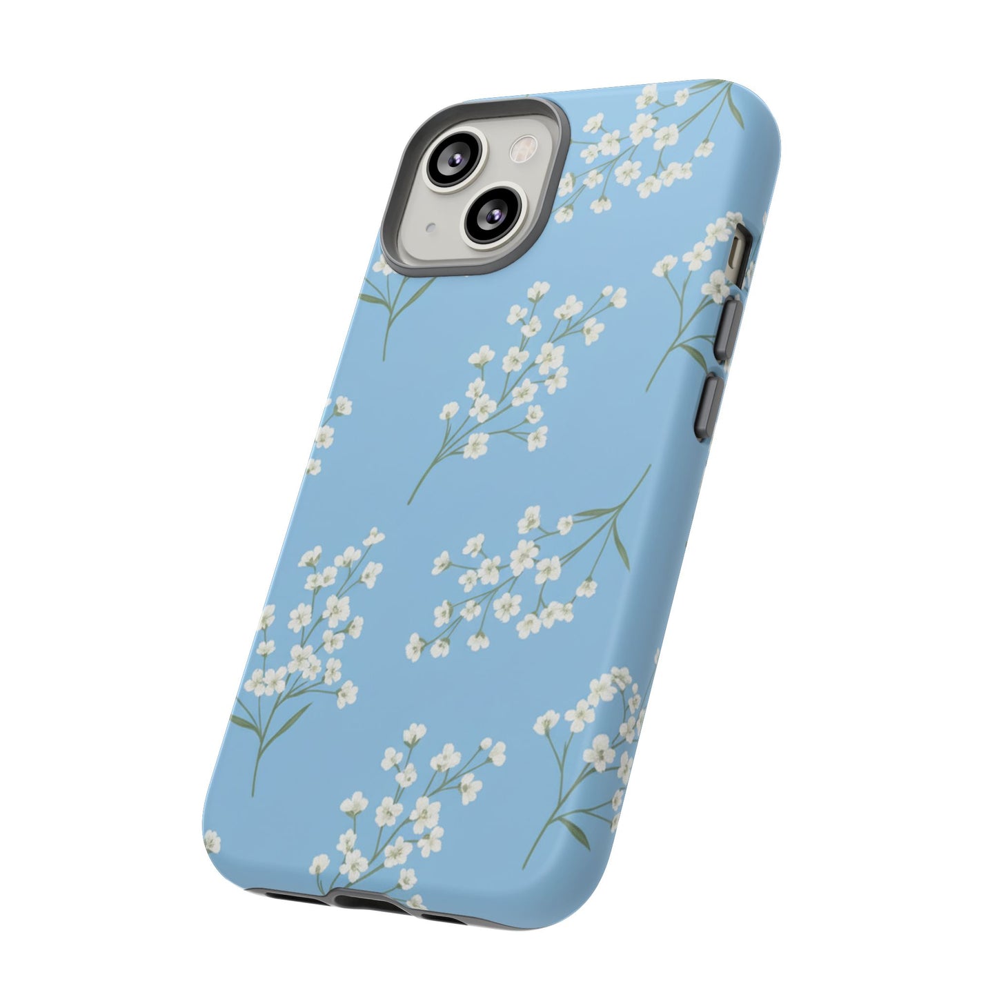 Baby’s Breath Floral Phone Case – Blue Minimal Flower Aesthetic Tough Case