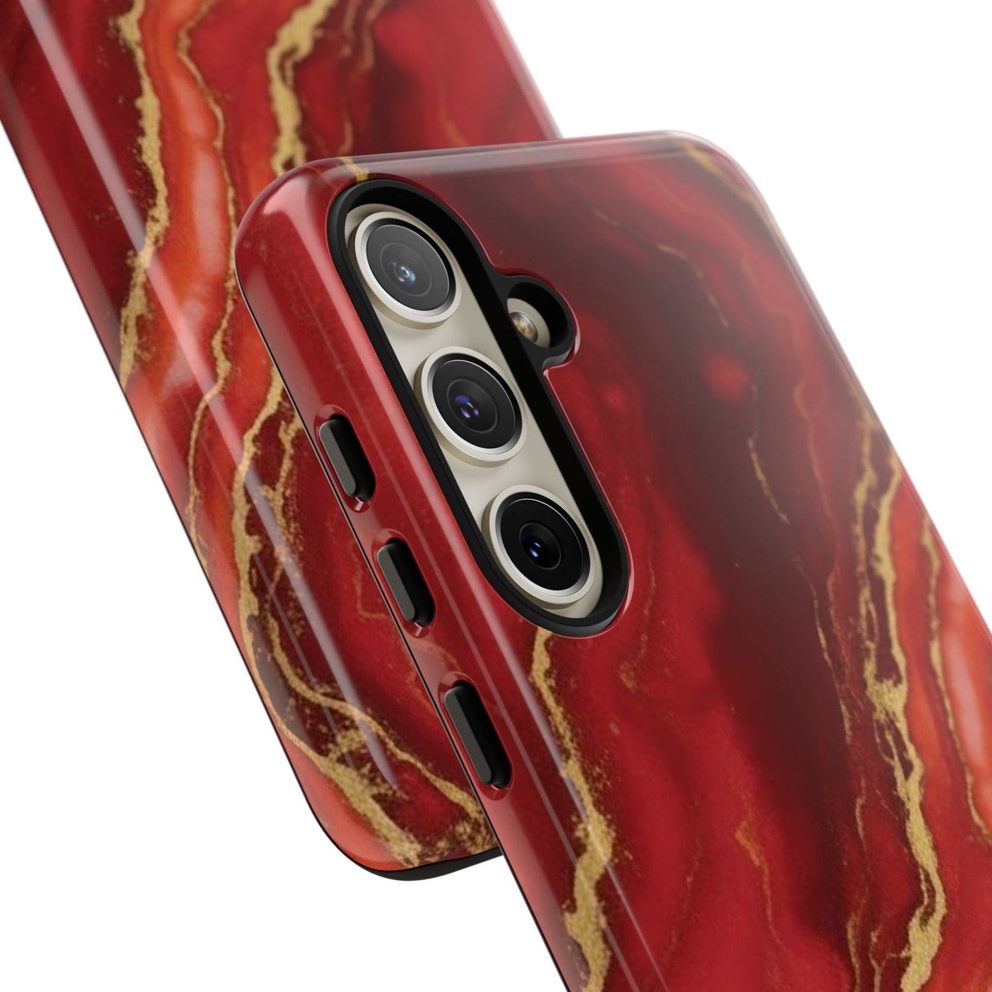 Red Agate Marble Phone Case with Gold Veins – Luxury Tough iPhone & Samsung Case