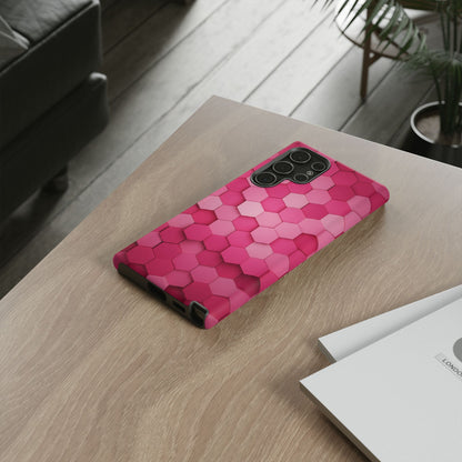 Hot Pink Hexagon Phone Case | Honeycomb Geometric Aesthetic | Cute Pink iPhone & Samsung Tough Protective Case