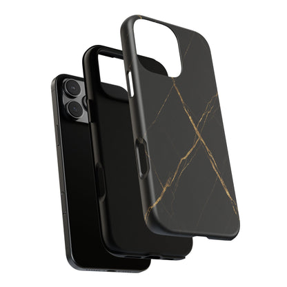 Black Marble Phone Case with Gold Veins – Luxury Minimal Aesthetic Tough Case