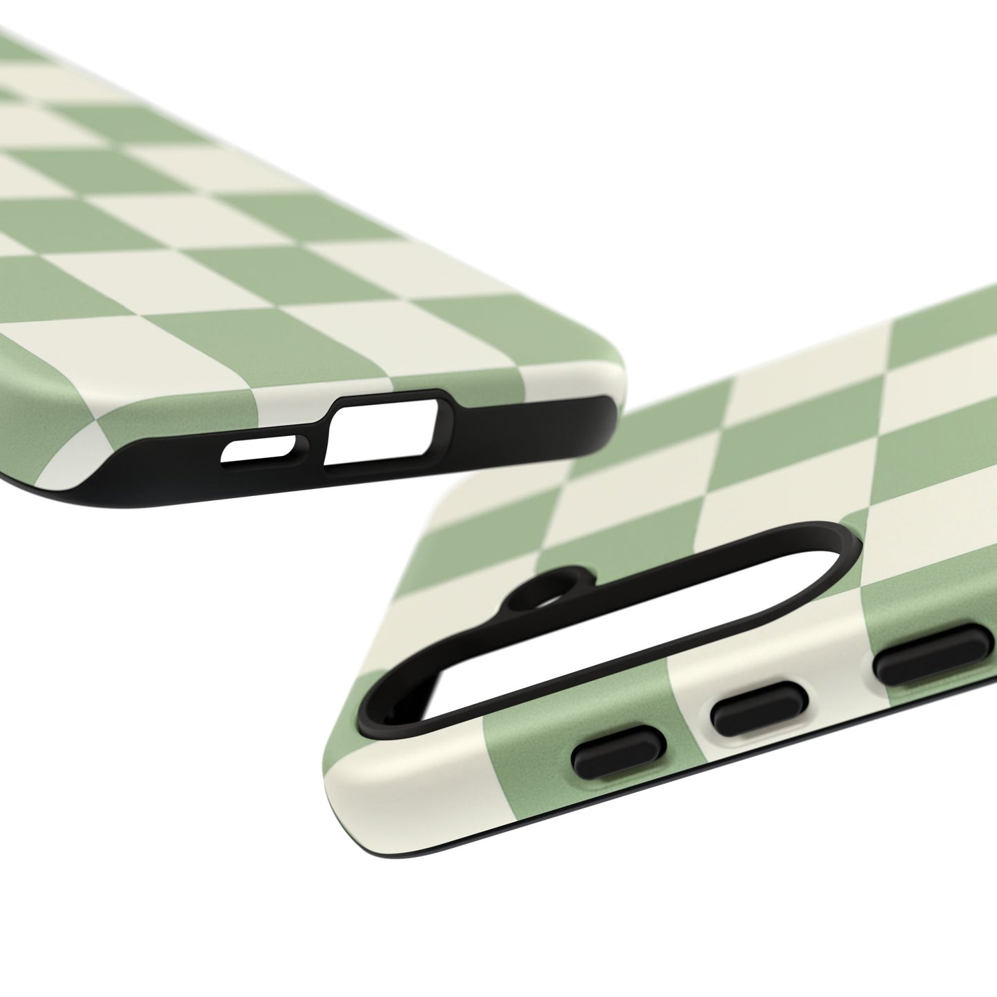 Sage Green Checkerboard Phone Case | Minimal Aesthetic Checkered iPhone & Samsung Tough Case