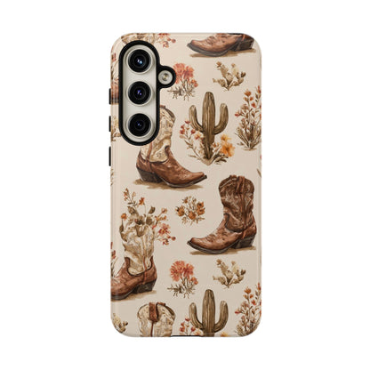 Cowboy Boots Western Phone Case Rustic Cowgirl Cactus Floral iPhone Samsung Pixel