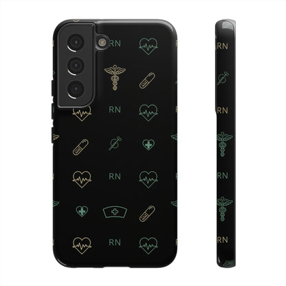 RN Nurse Phone Case – Minimal Medical Icon Pattern Healthcare Worker Tough Case
