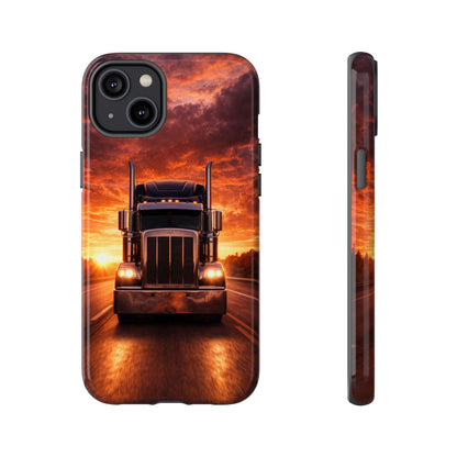 Big Rig Truck Phone Case Sunset Highway Semi Truck iPhone Samsung Cover