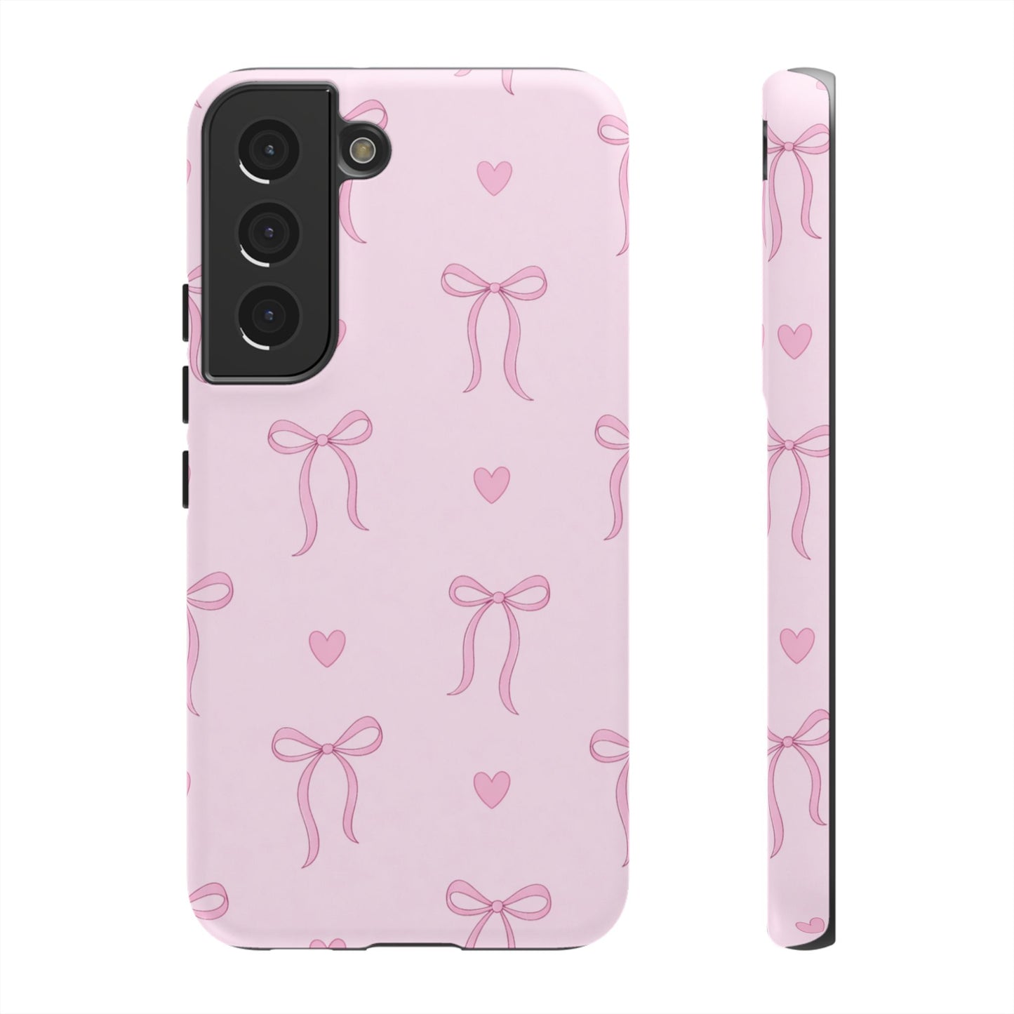 Pink Bow Heart Aesthetic Phone Case – Coquette Cute Tough Cover