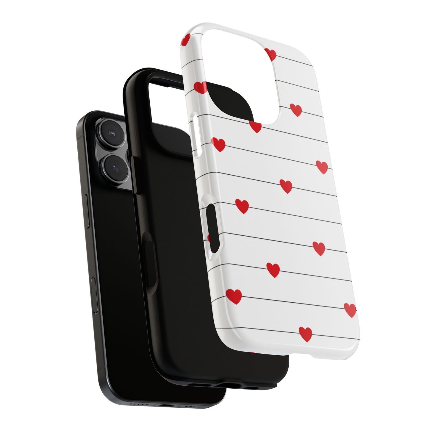 Red Heart Stripe iPhone Case | Tough Shockproof Love Aesthetic Cover
