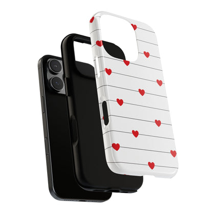 Red Heart Stripe iPhone Case | Tough Shockproof Love Aesthetic Cover