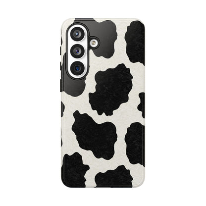 Black & White Cow Print Phone Case | Western Aesthetic iPhone & Samsung Tough Case