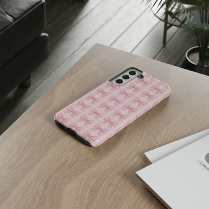 Pink Bow Pattern Phone Case – Soft Coquette Aesthetic Tough Case