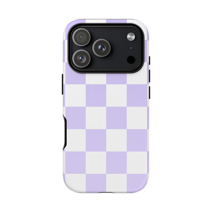 Lavender Checkerboard Phone Case | Pastel Aesthetic Checkered iPhone & Samsung Tough Case