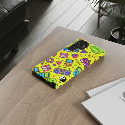 90s Retro Neon Phone Case – Y2K Nostalgia Colorful Icons Tough Protective Case