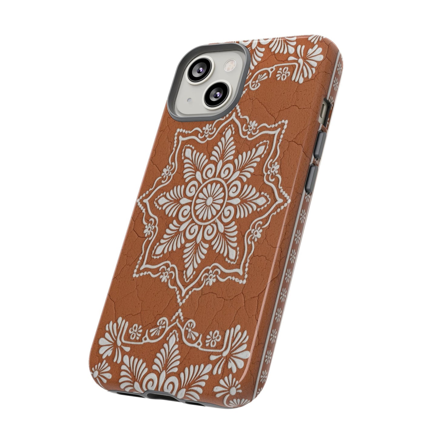 Talavera Terracotta Phone Case | Mexican Floral Pattern iPhone & Samsung Tough Case | Boho Clay Aesthetic Cover