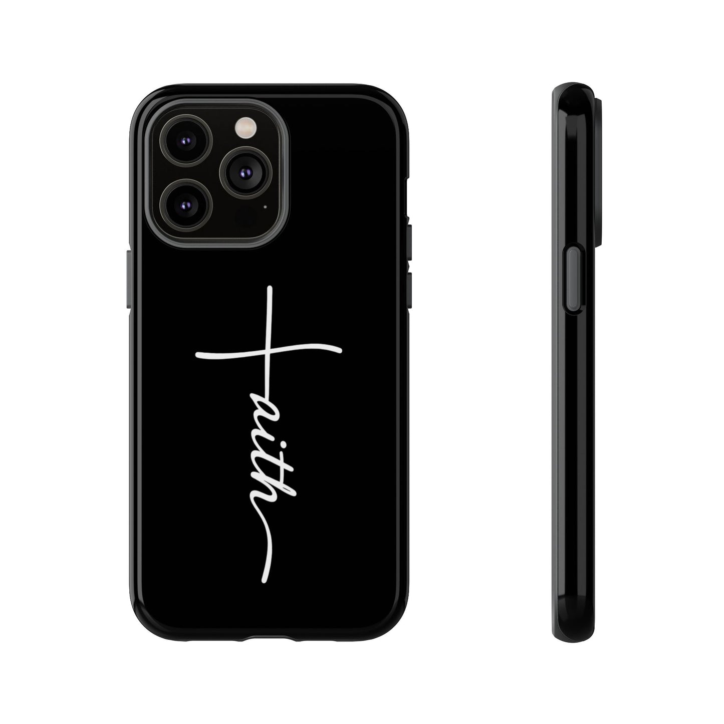 Faith Cross Phone Case, Christian Aesthetic Minimalist Black Matte Case, Religious Gift iPhone Samsung Cover